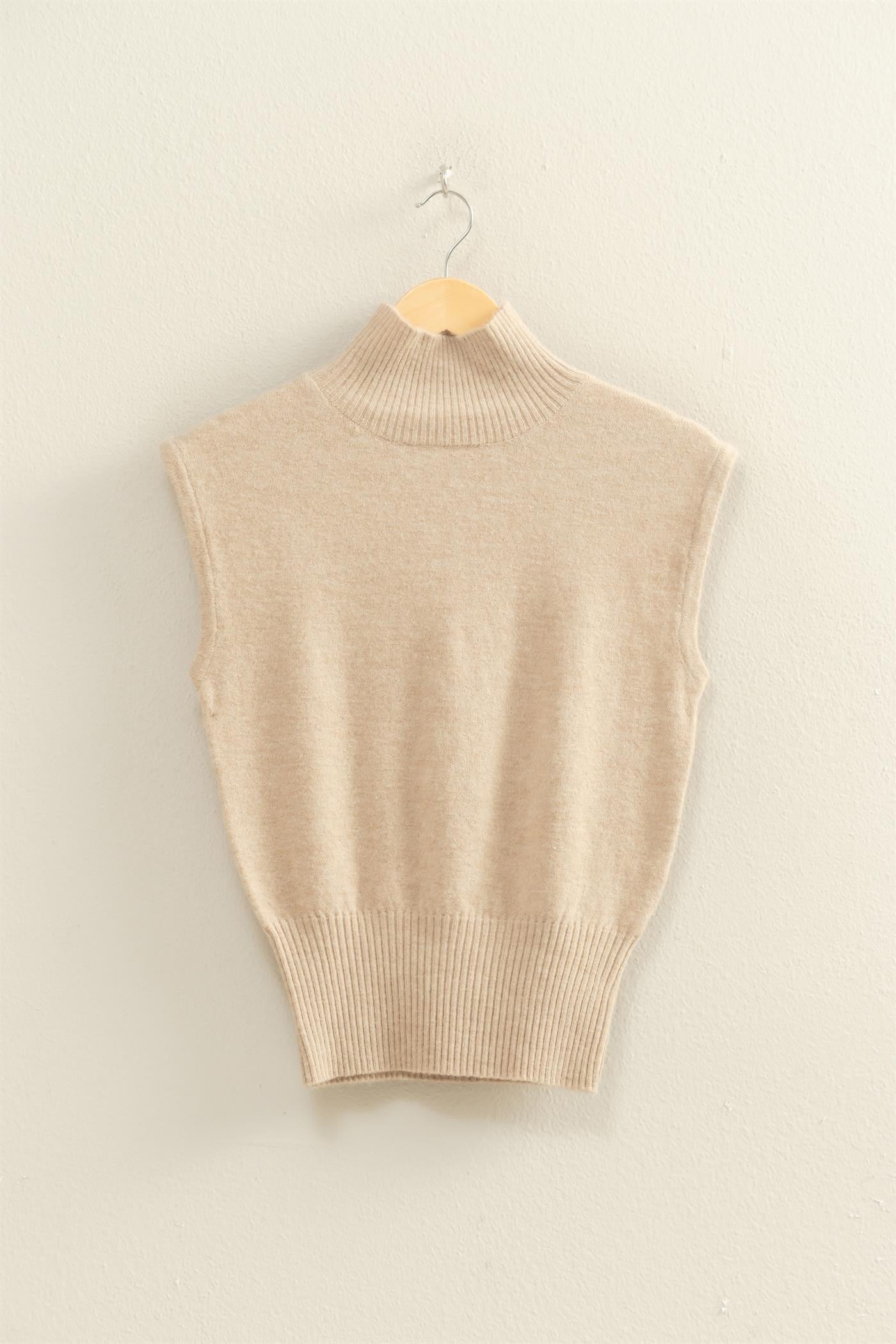 High Neck Sleeveless Knit Top
