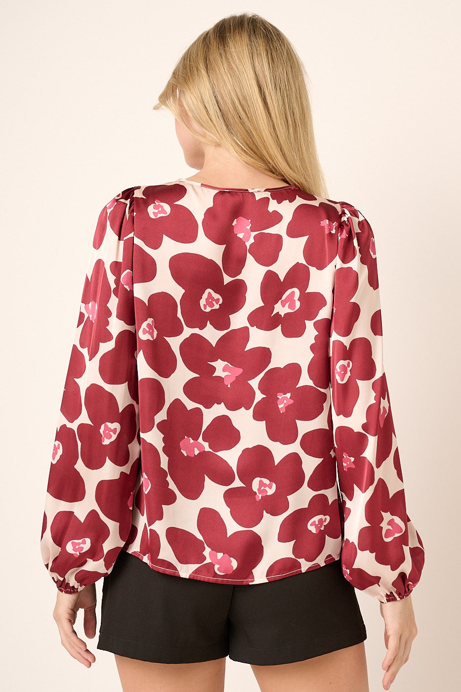 Flower Print Satin Blouse