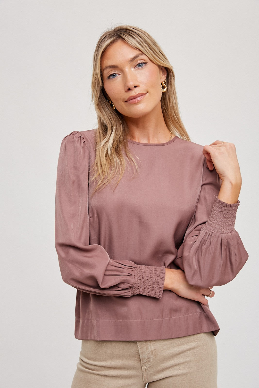 The Satin Cuff Detail Blouse