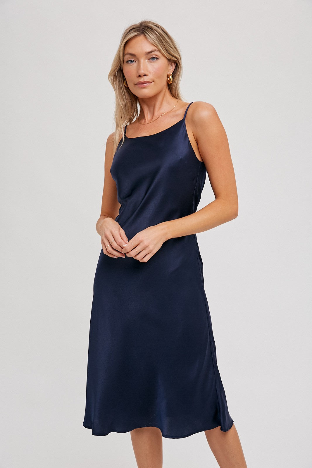 Satin Dress & Crop Tie Detail Top Set