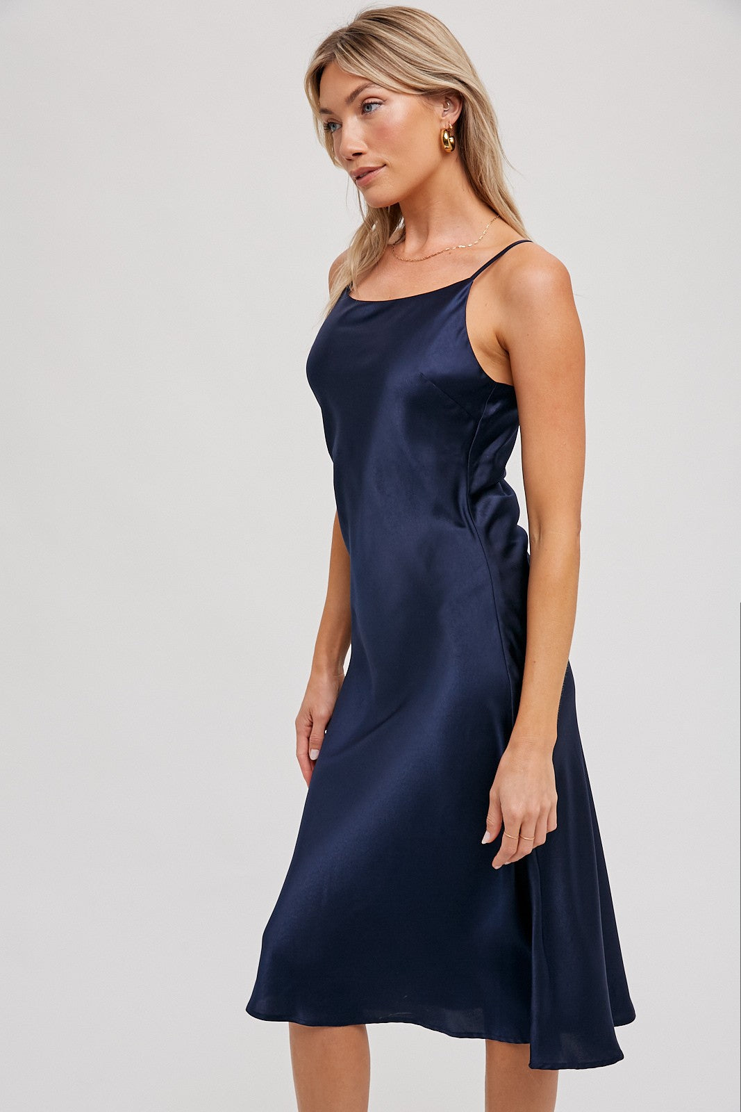 Satin Dress & Crop Tie Detail Top Set