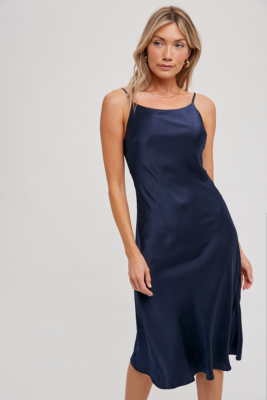 Satin Dress & Crop Tie Detail Top Set