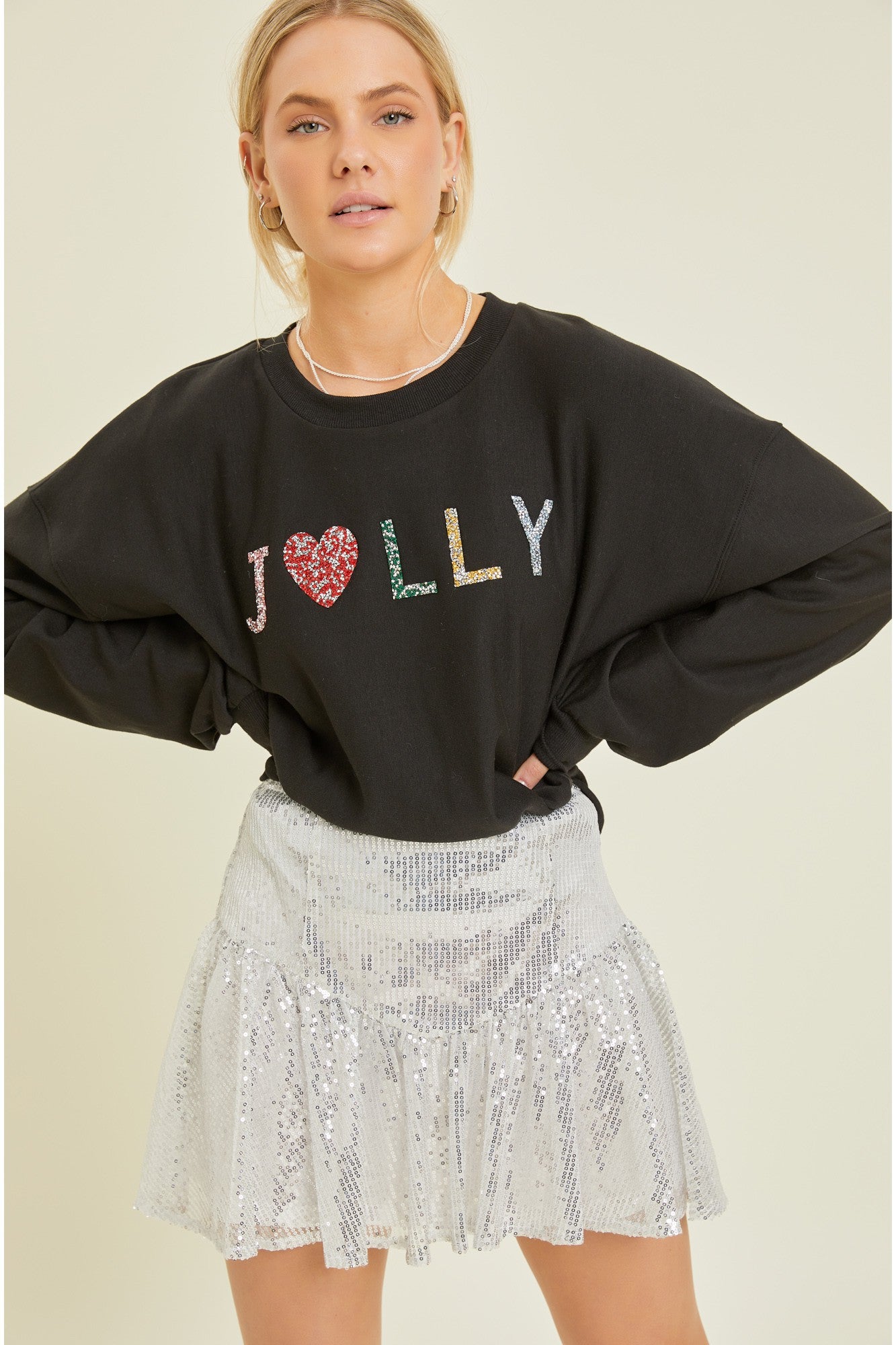 Embellished Jolly Crewneck Sweatshirt