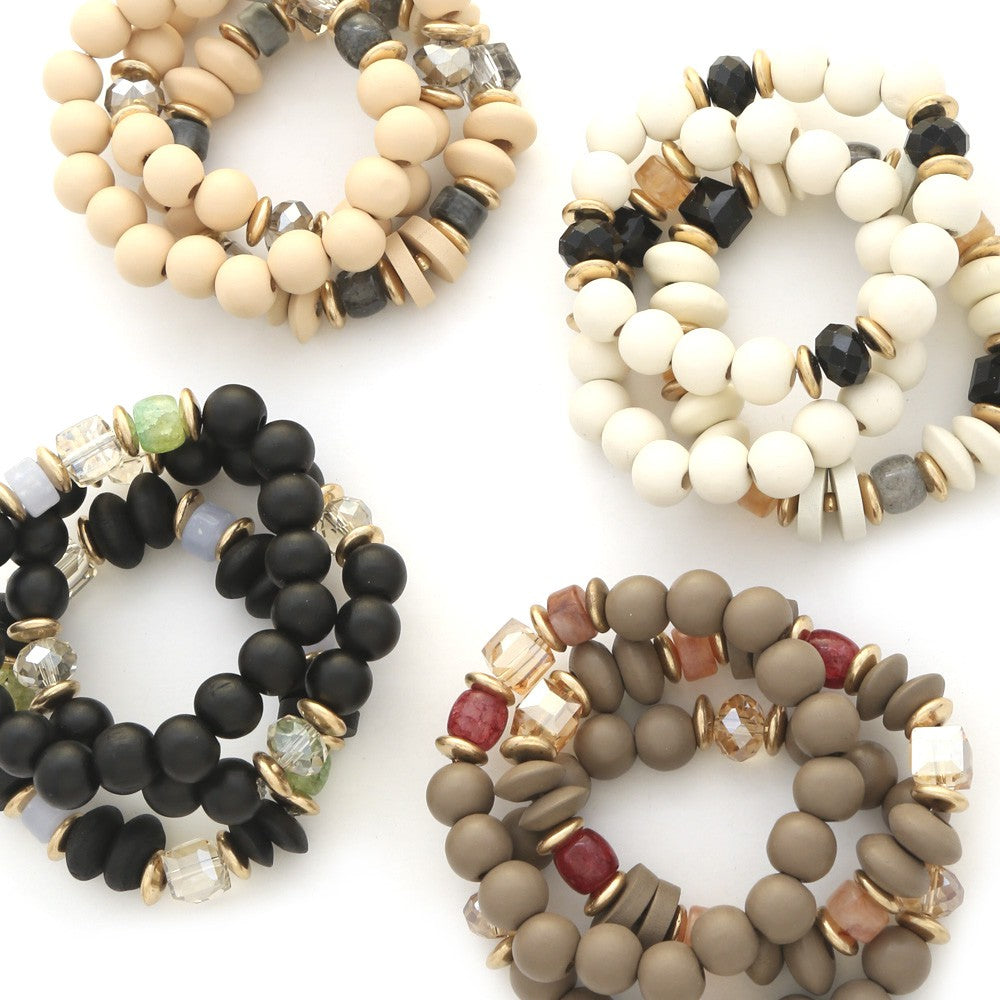 Wood Metal Glass Bead Set
