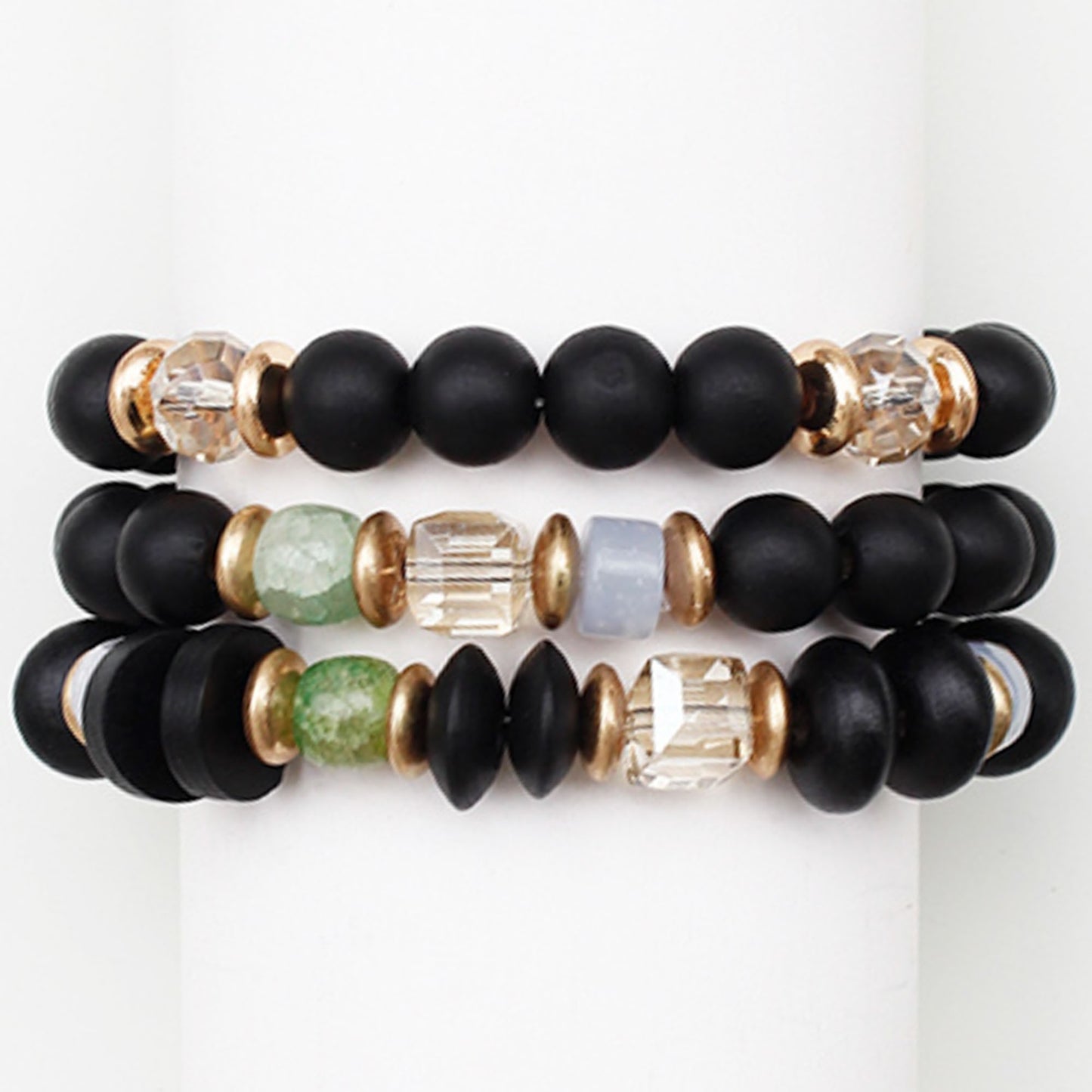 Wood Metal Glass Bead Set