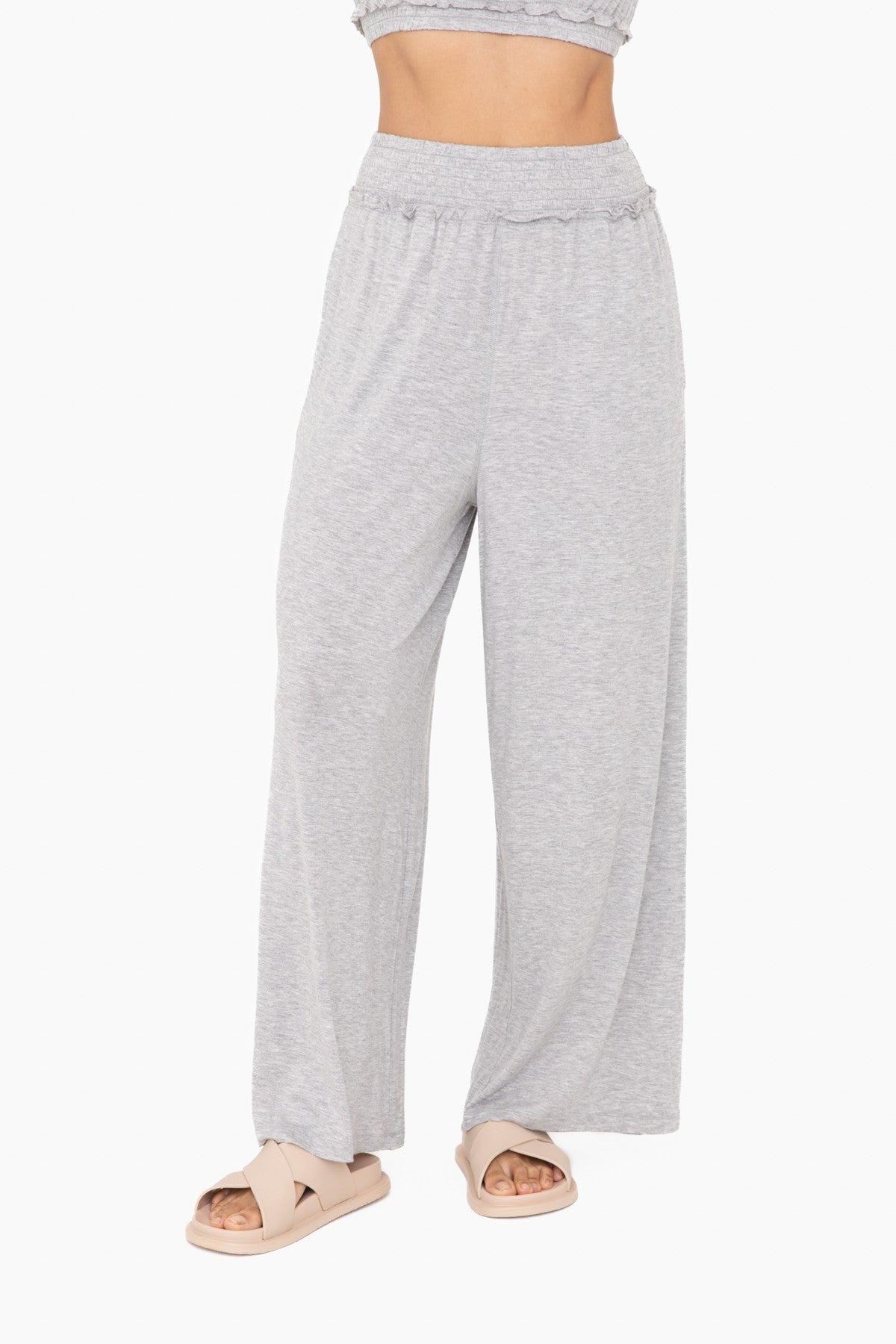 Smocked Waist Wide Leg Pants