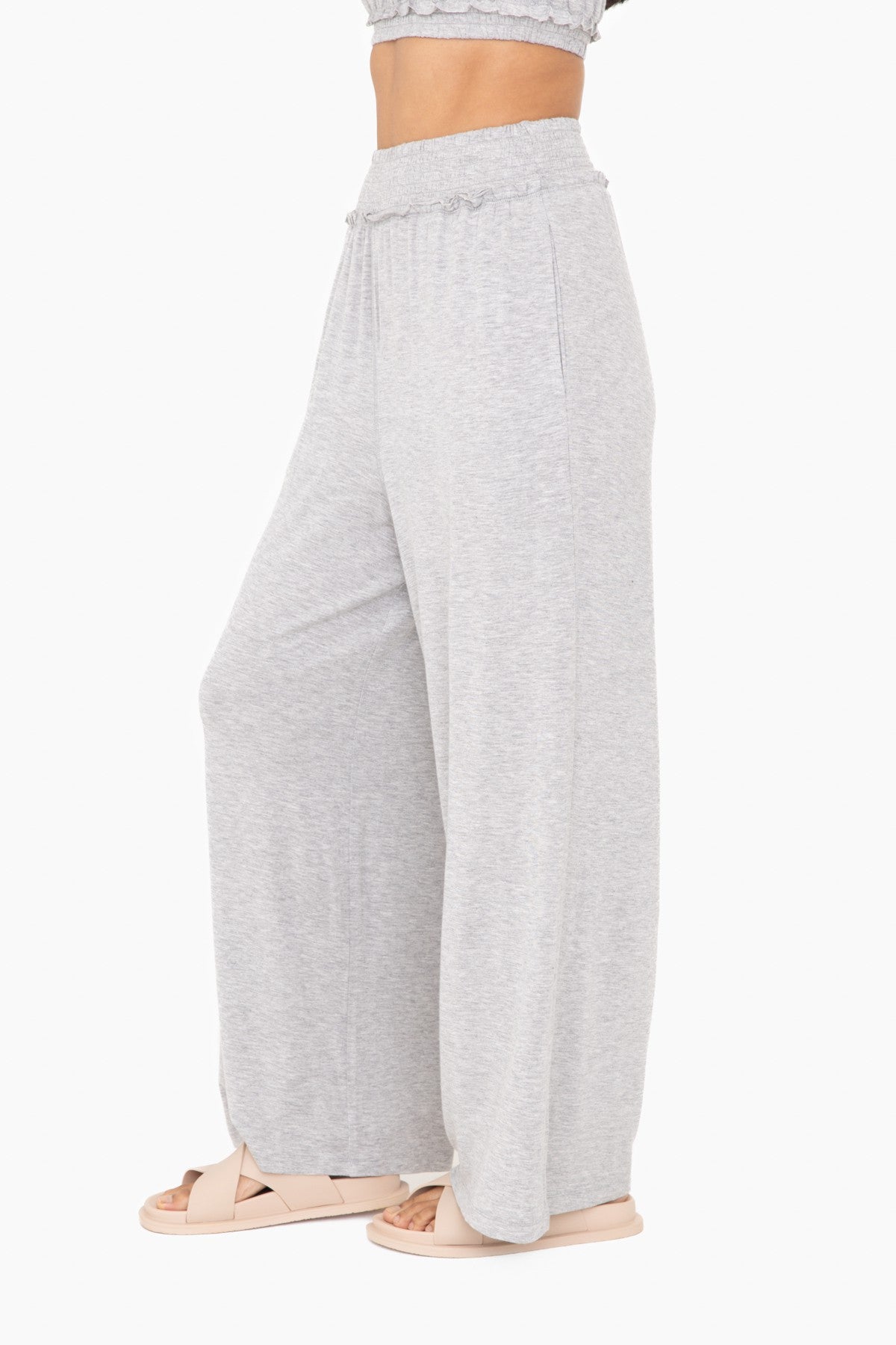 Smocked Waist Wide Leg Pants