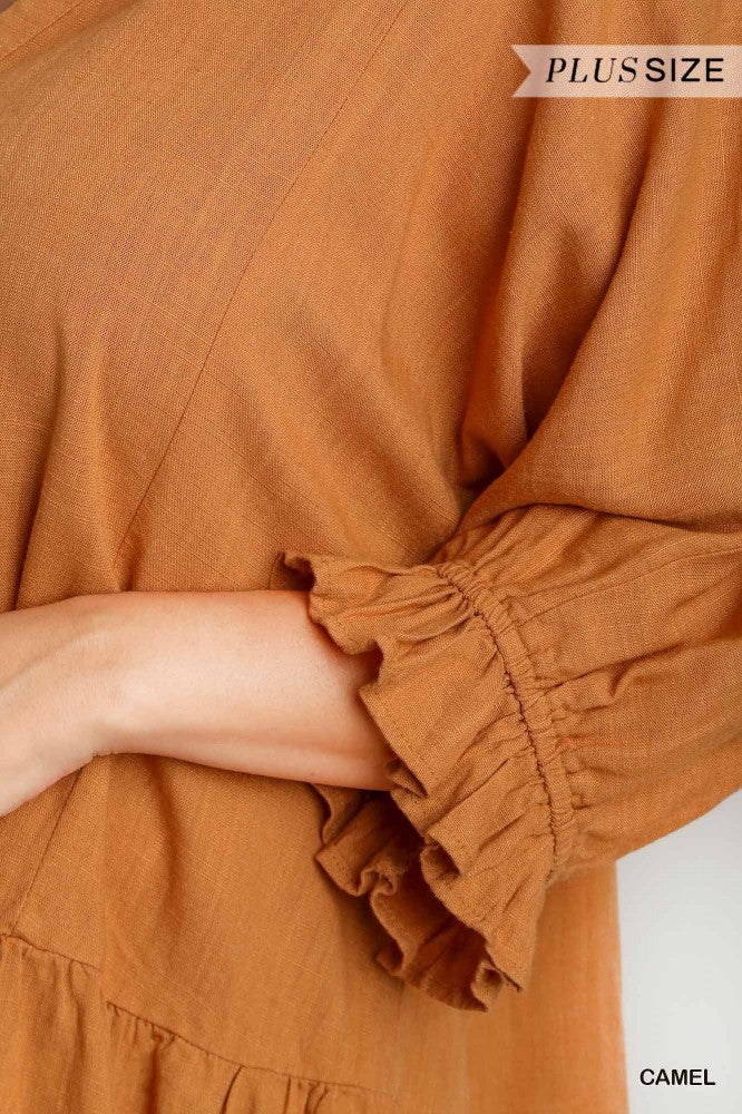 Curvy Babydoll Top in Camel