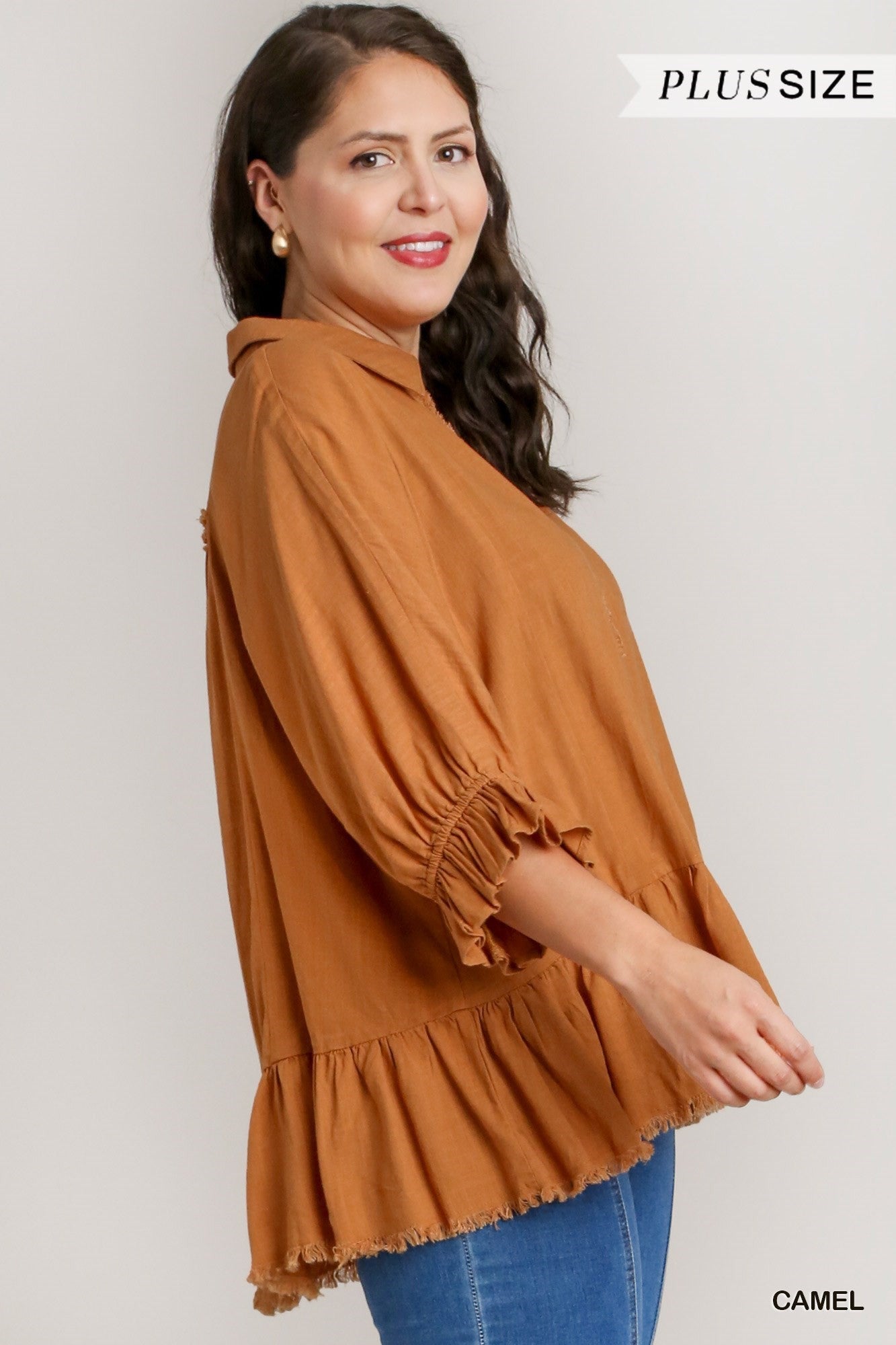 Curvy Babydoll Top in Camel