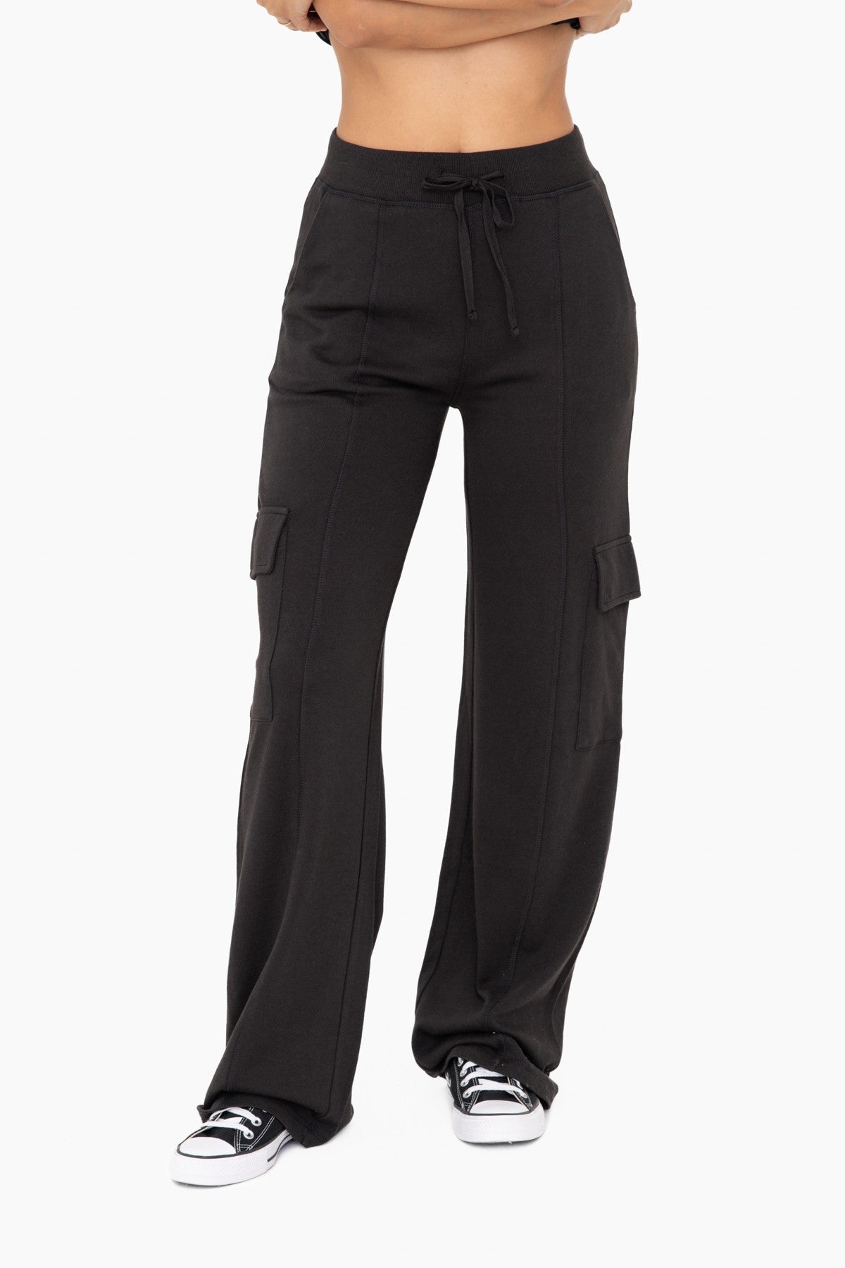 Wide Leg Cargo Pants in Black