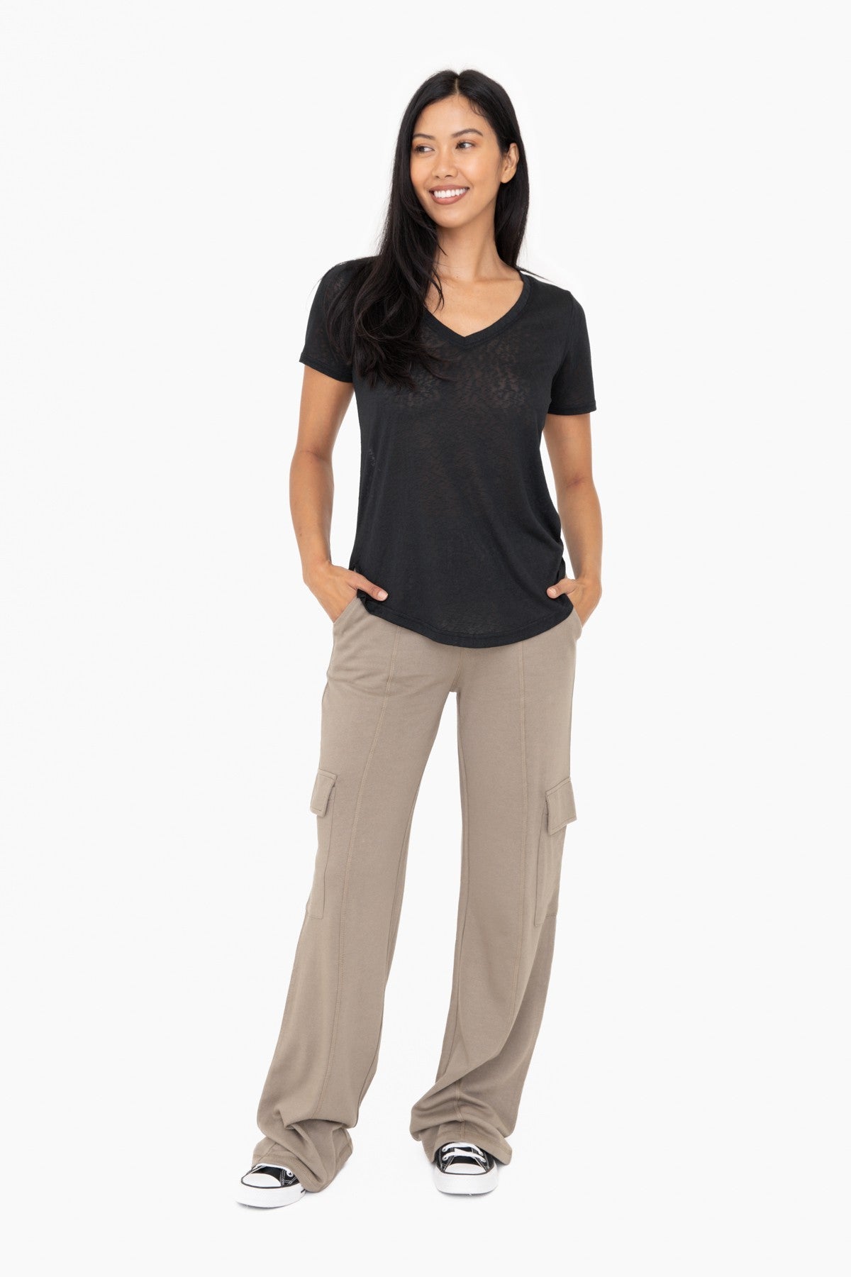 Wide Leg Cargo Pants in Olive/Khaki