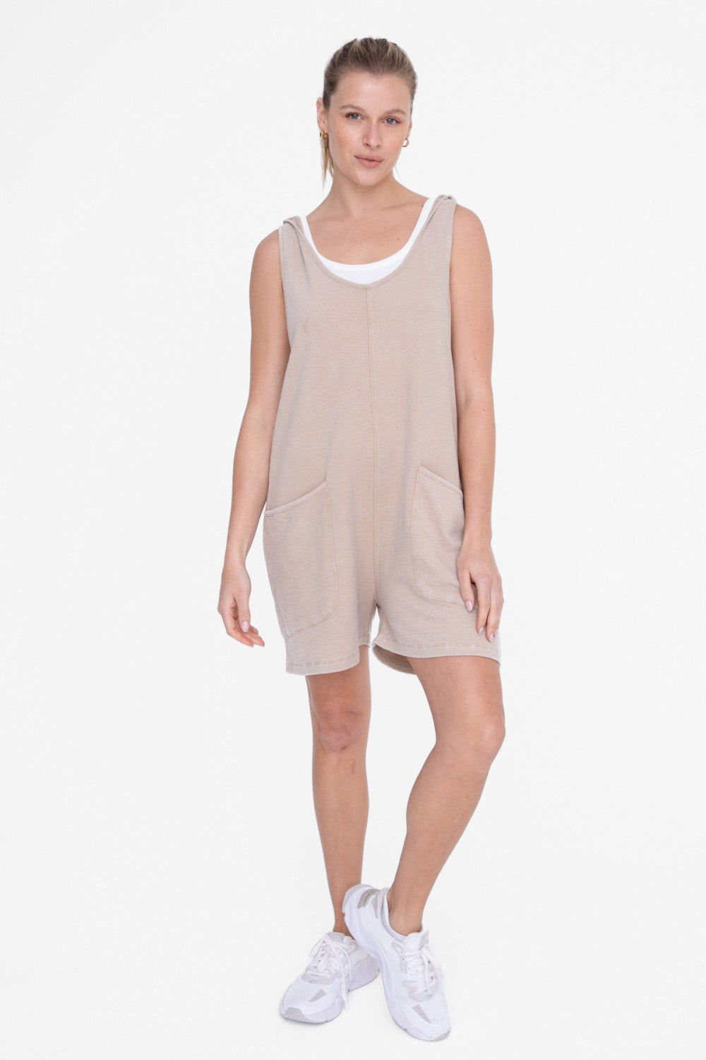 Mineral Wash Hoodie Shorts Romper