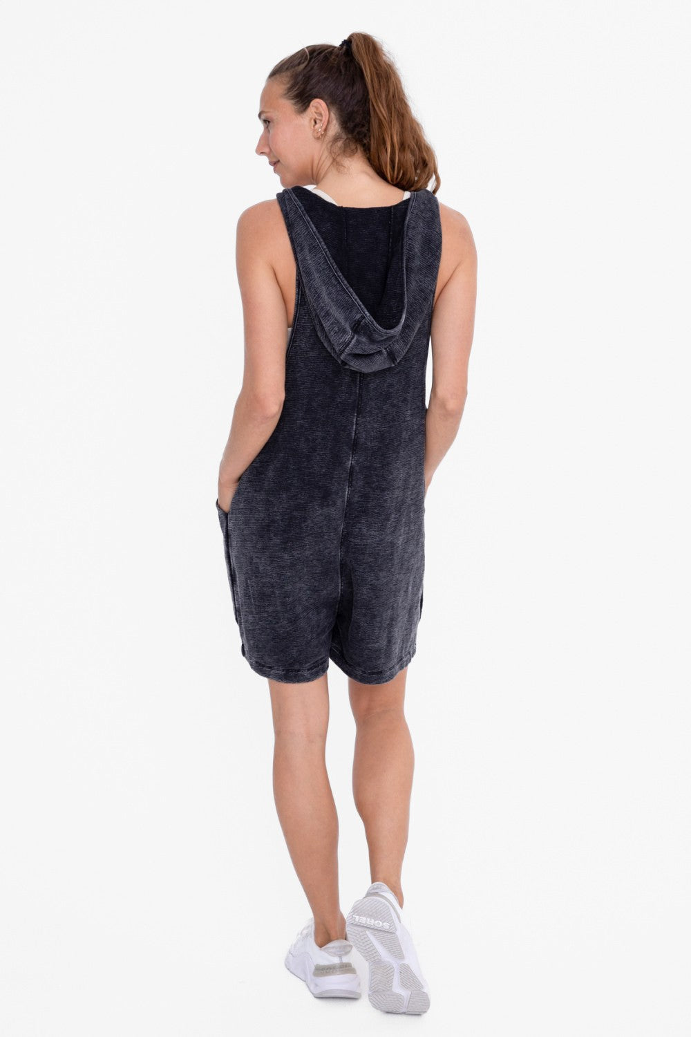 Mineral Wash Hoodie Shorts Romper