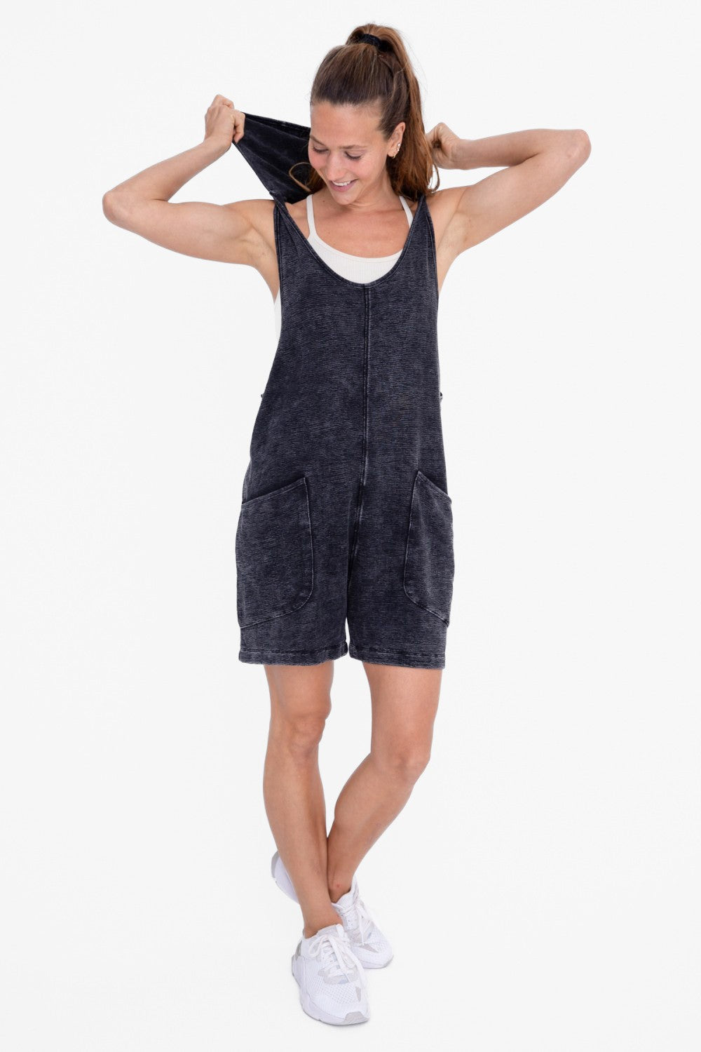 Mineral Wash Hoodie Shorts Romper