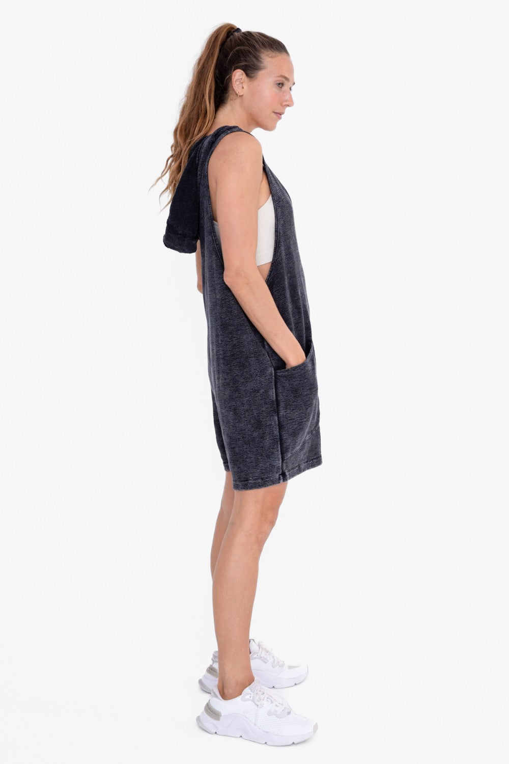 Mineral Wash Hoodie Shorts Romper