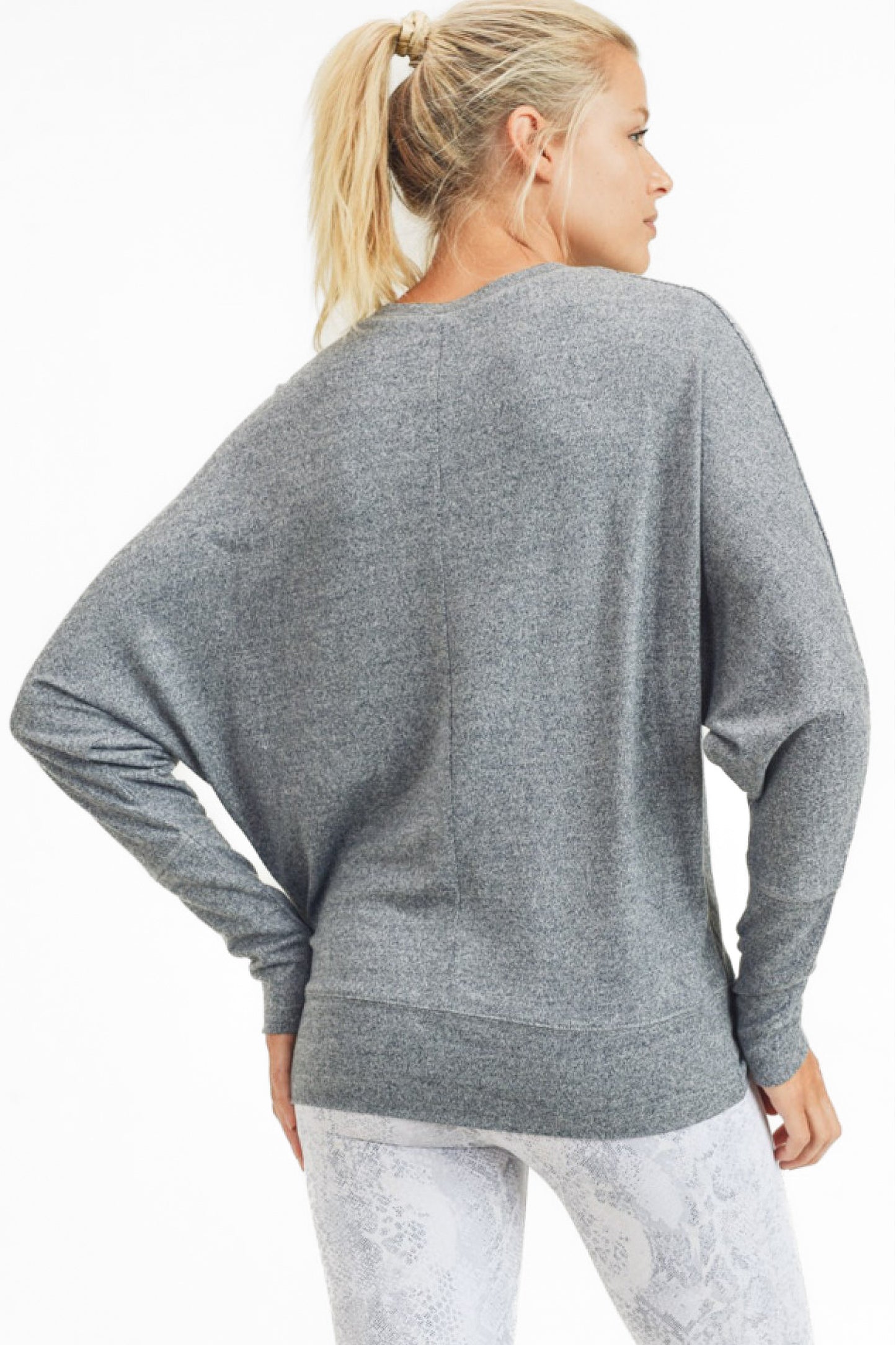 Dolman Long Sleeve Top in 2 Tone Grey