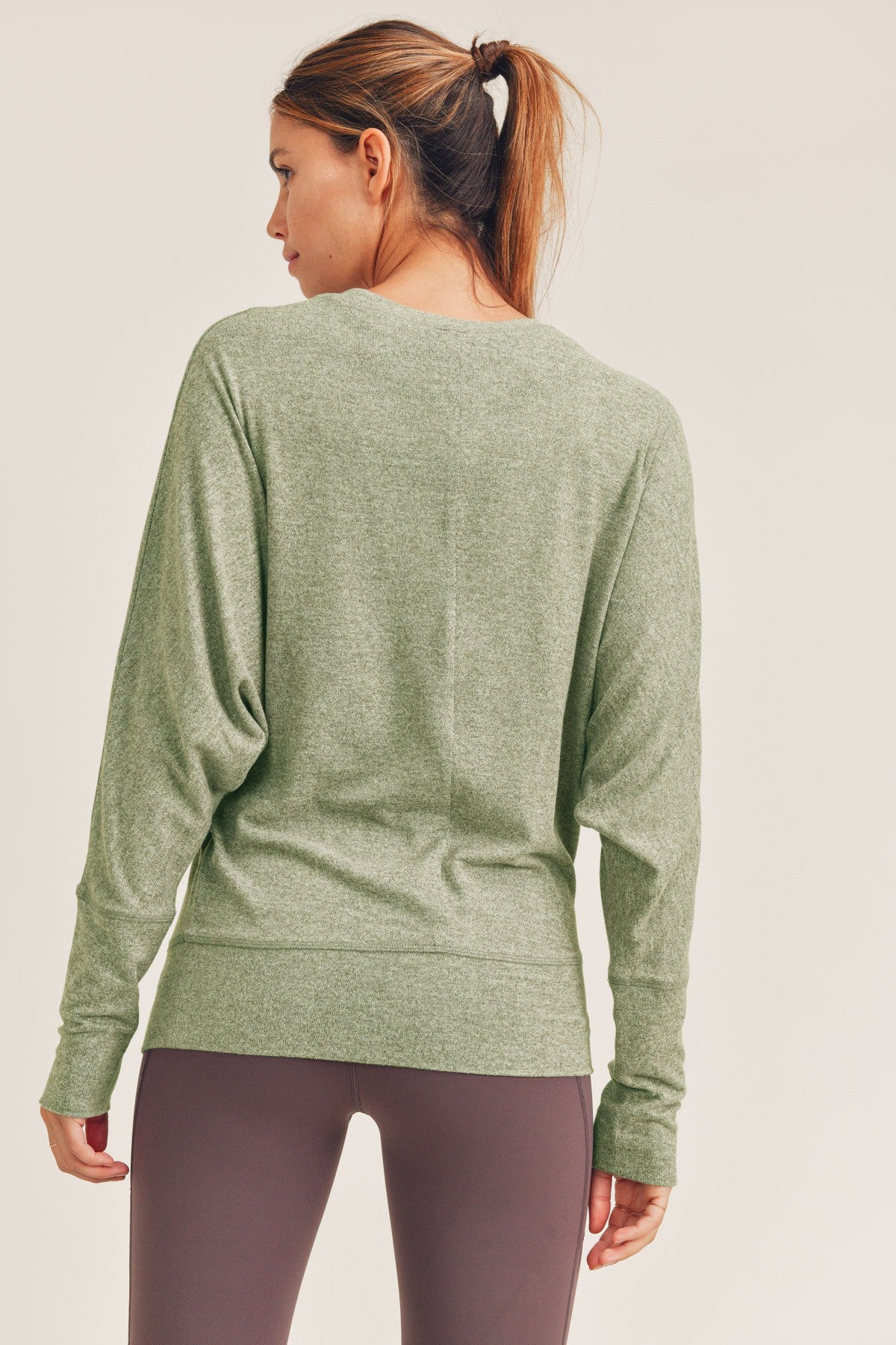 Super Soft Dolman Long Sleeve Top in Green