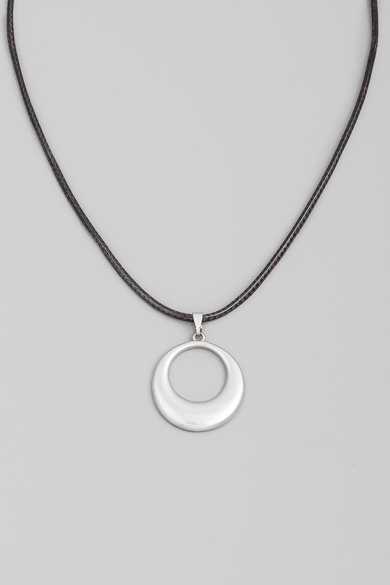 Metallic Hoop Pendant Cord Bracelet