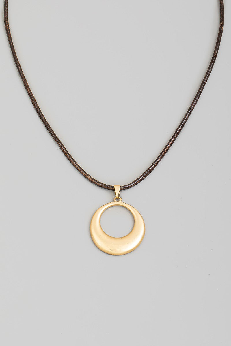 Metallic Hoop Pendant Cord Bracelet