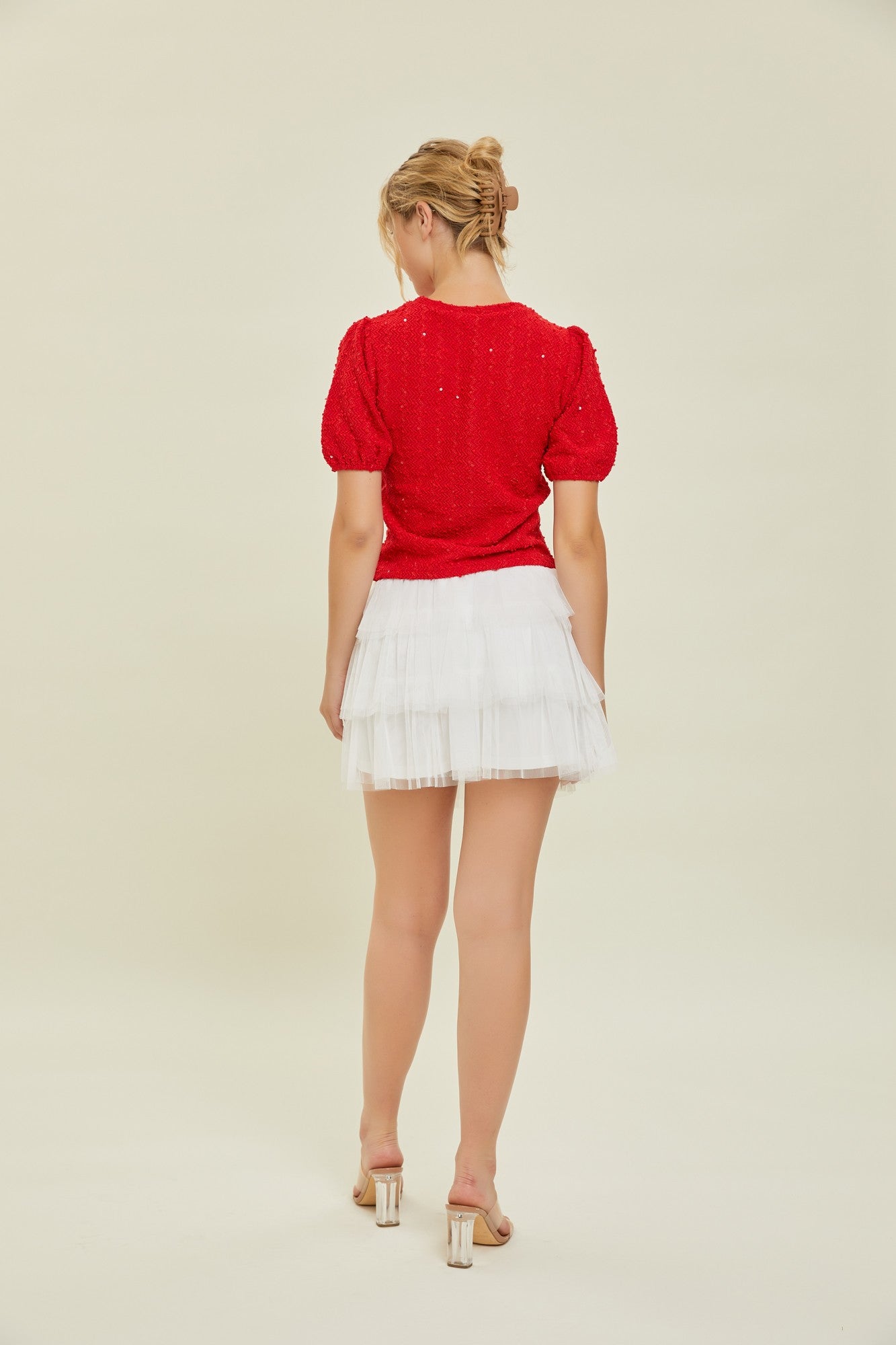 Texture Knit Top in Red