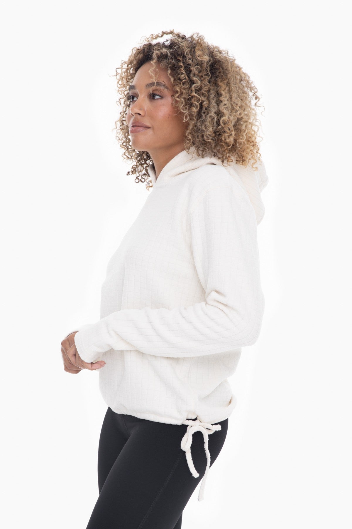 Brushed Burnout Fleece Hoodie in Natural