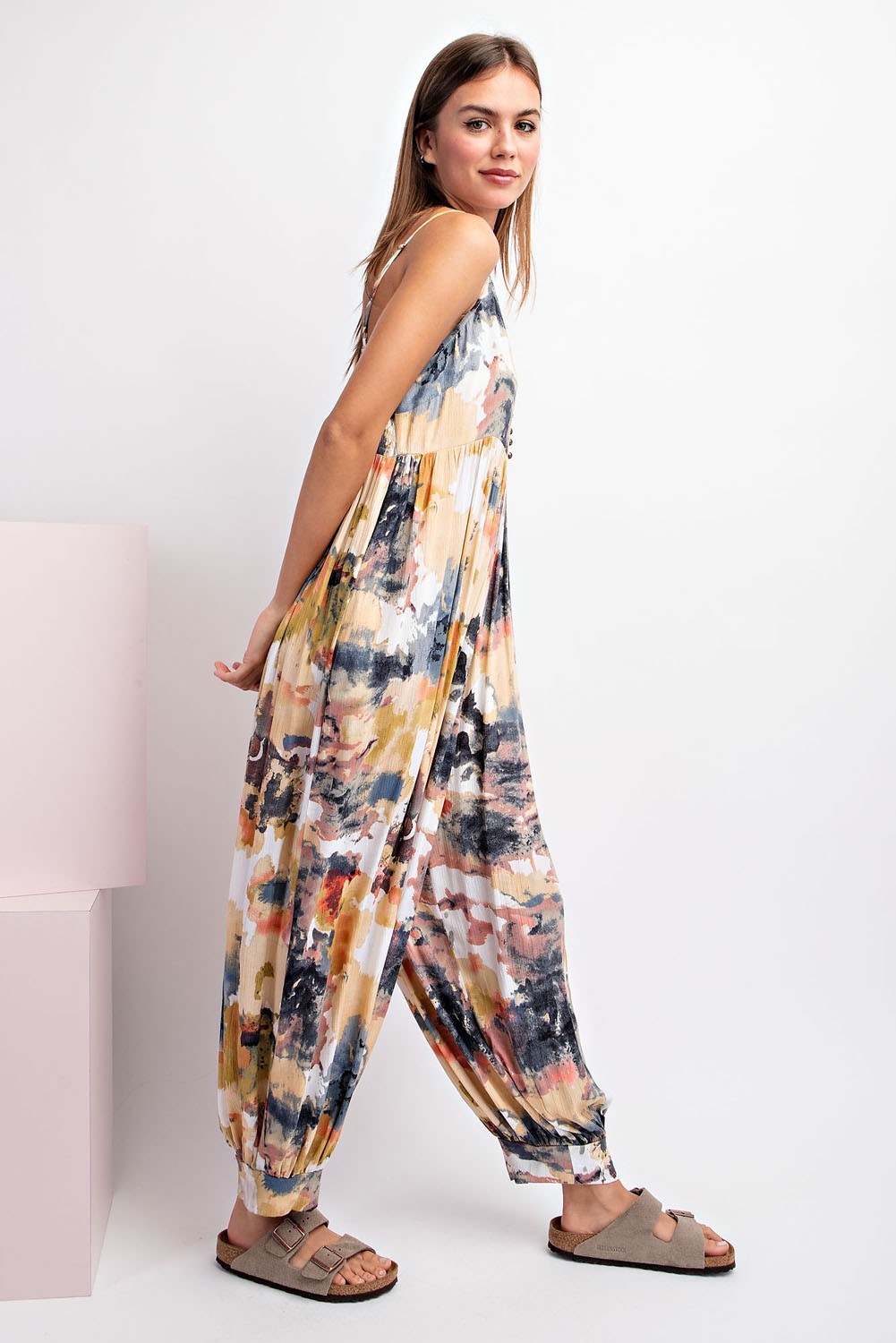 Tie Dye Jumpsuit in Mustard