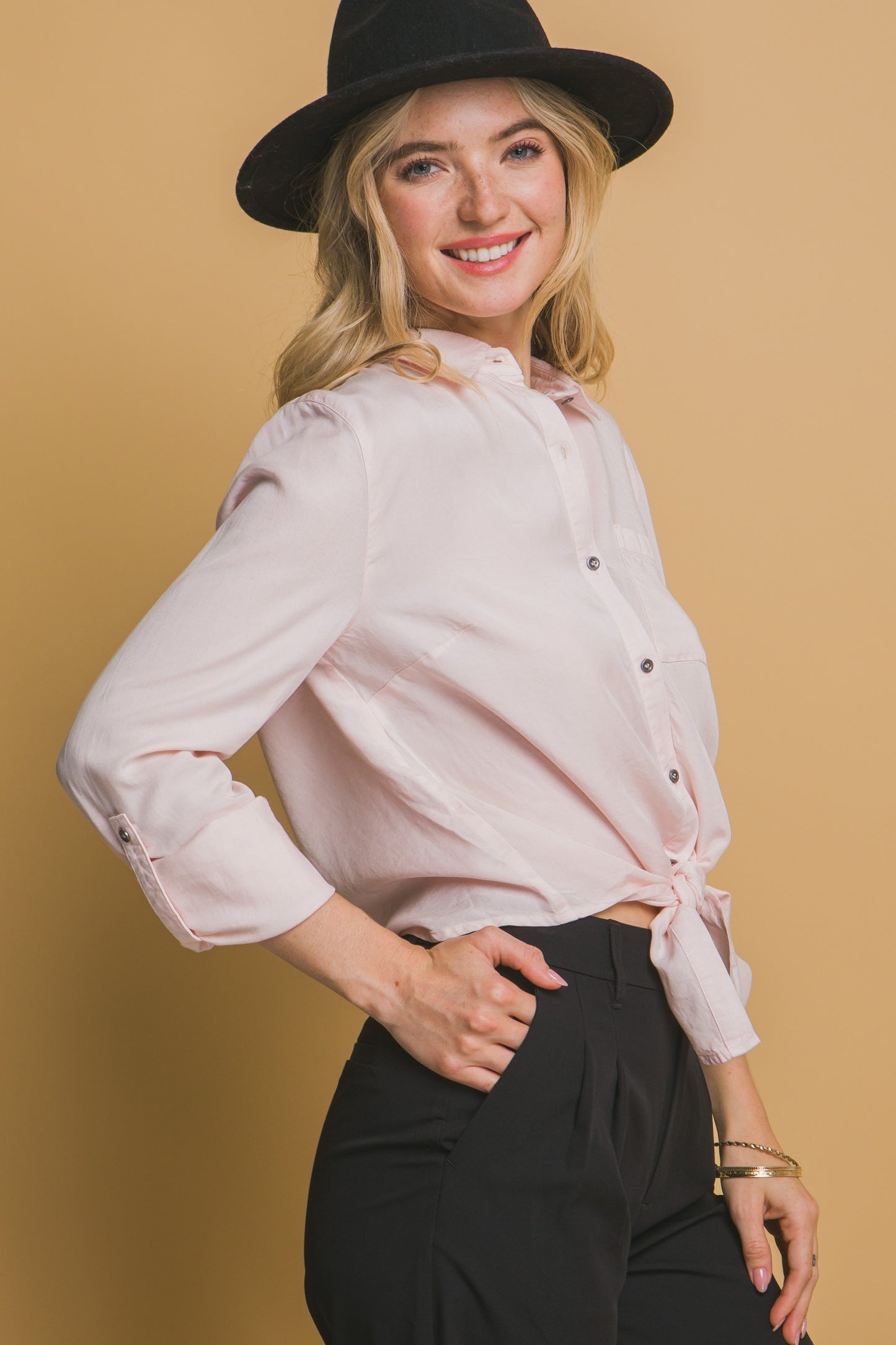 Tencel Tie Front Top