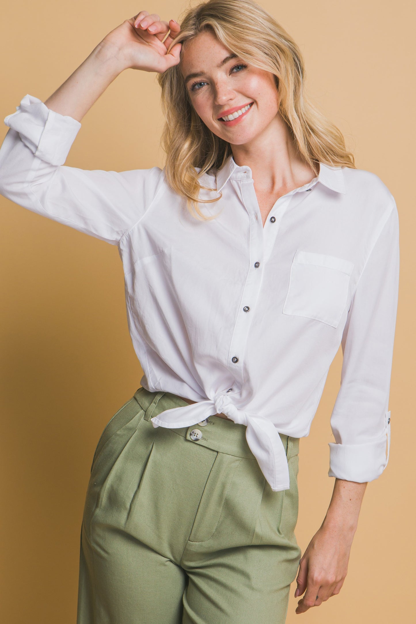 Tencel Tie Front Top
