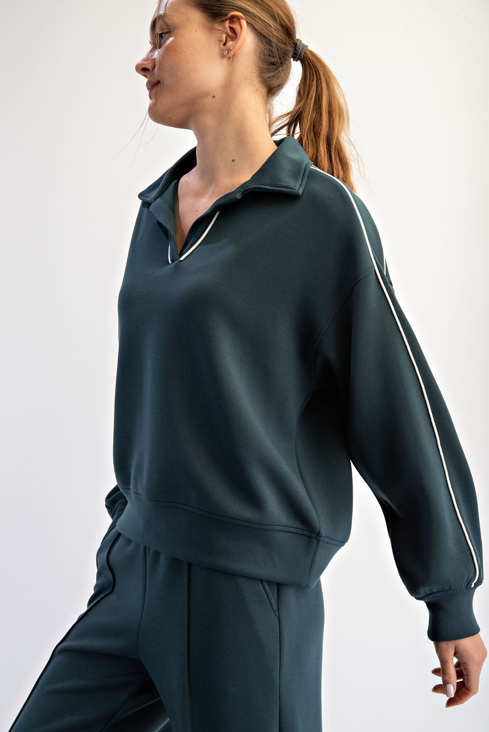 Modal Piping Polo Top