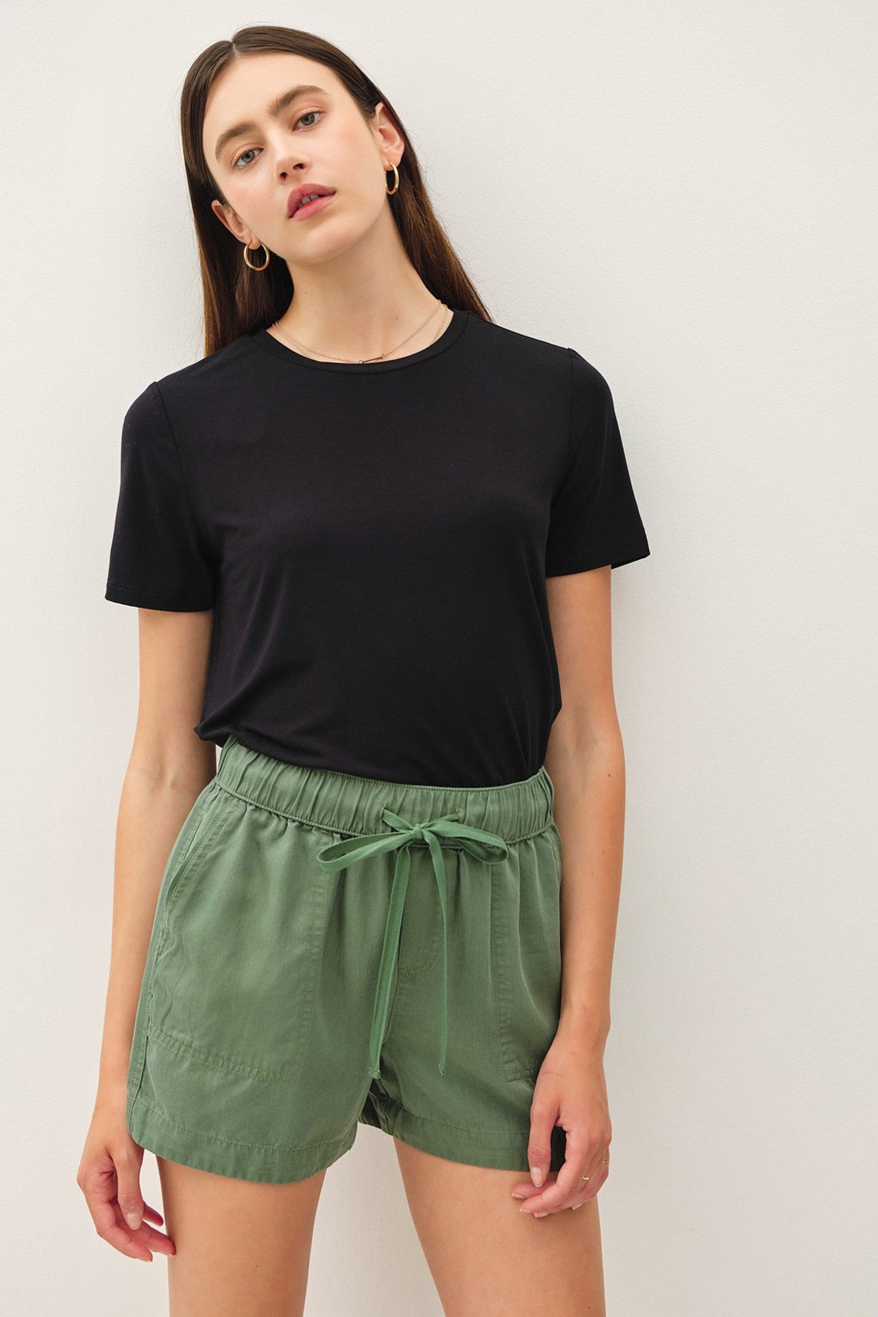 Tencel High Waist Drawstring Shorts