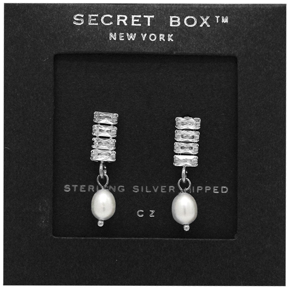 Sterling Silver Dipped CZ Pearl Earrings