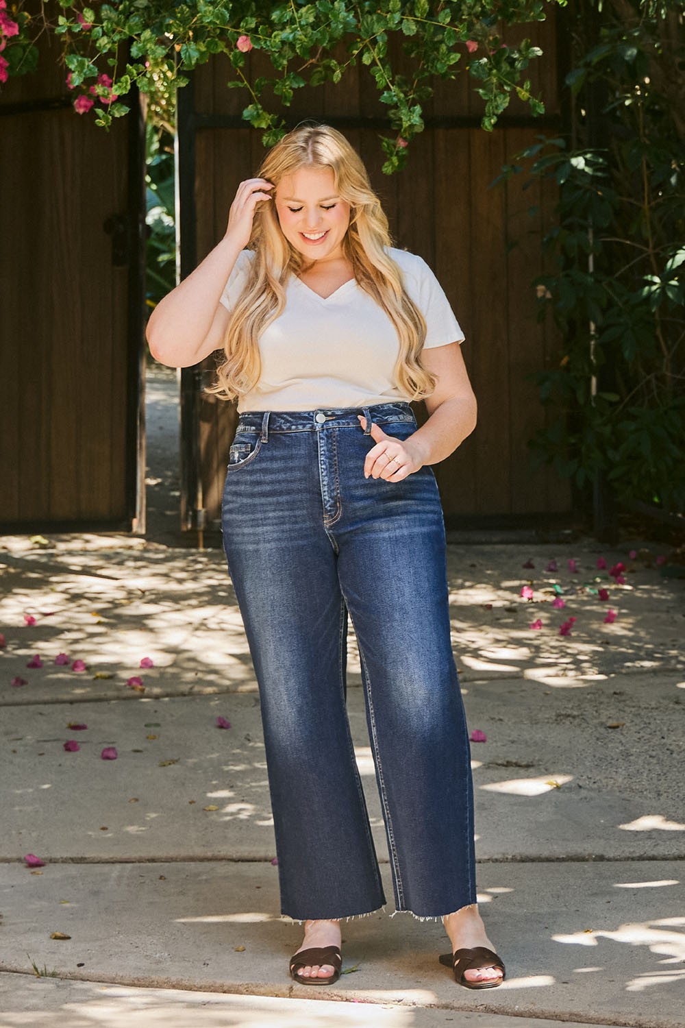 Curvy wide leg jeans best sale