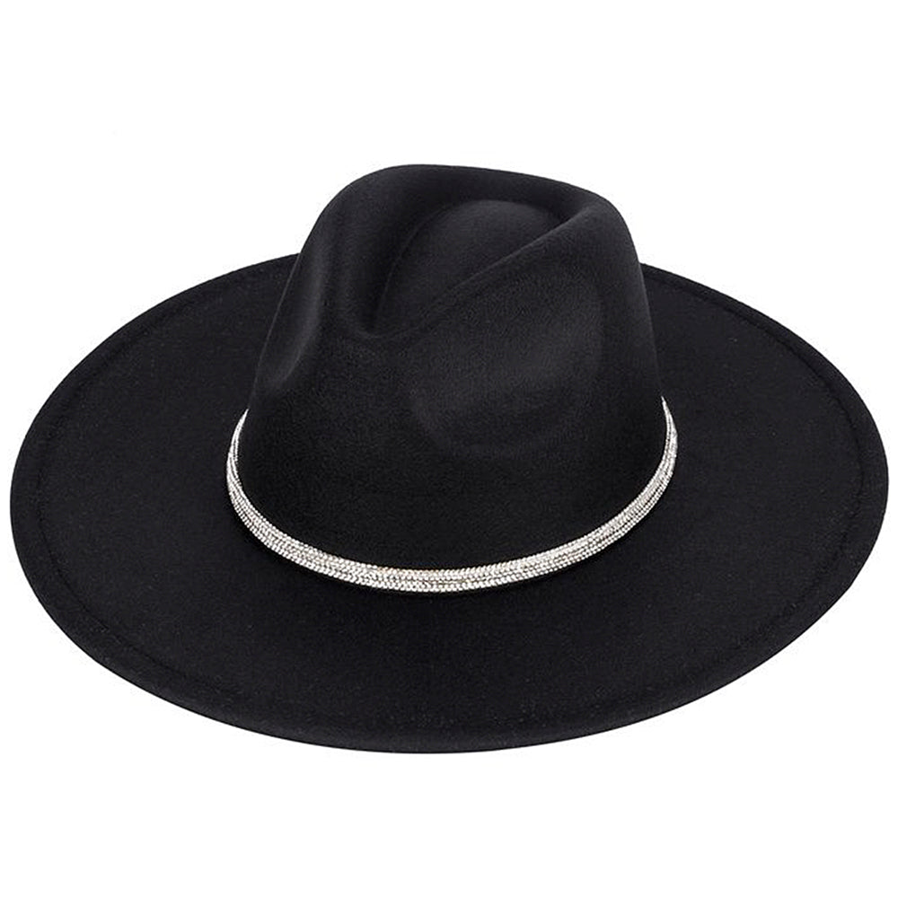 Fedora Felt Hat with Rhinestone Trim