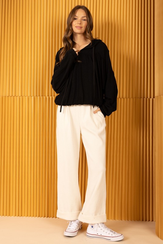 High-waisted Pleated Corduroy Pants