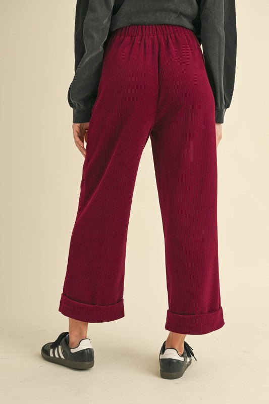 High-waisted Pleated Corduroy Pants