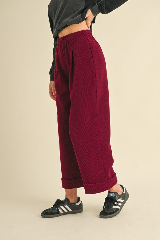 High-waisted Pleated Corduroy Pants