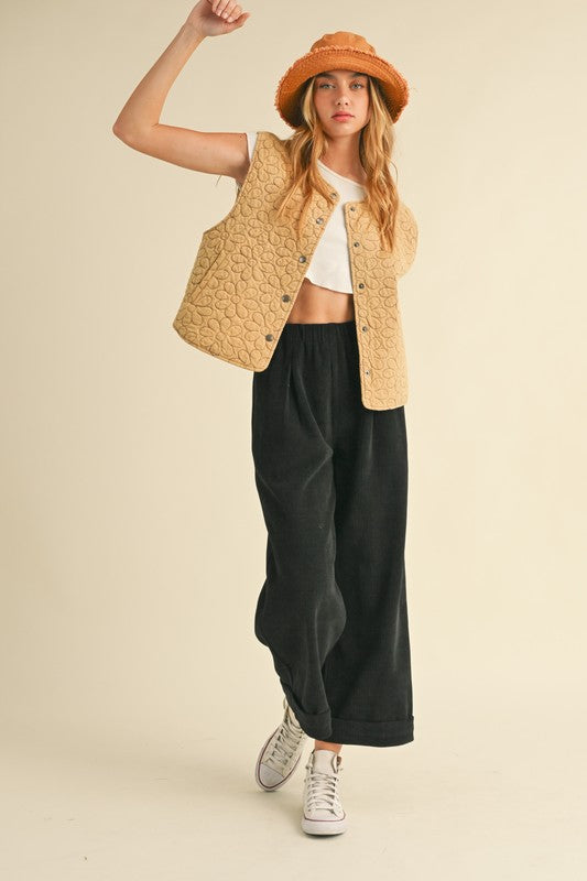 High-waisted Pleated Corduroy Pants