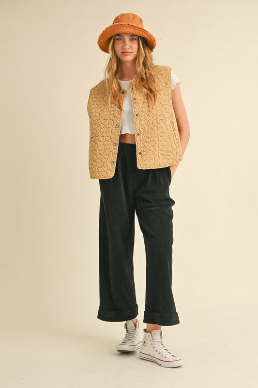 High-waisted Pleated Corduroy Pants