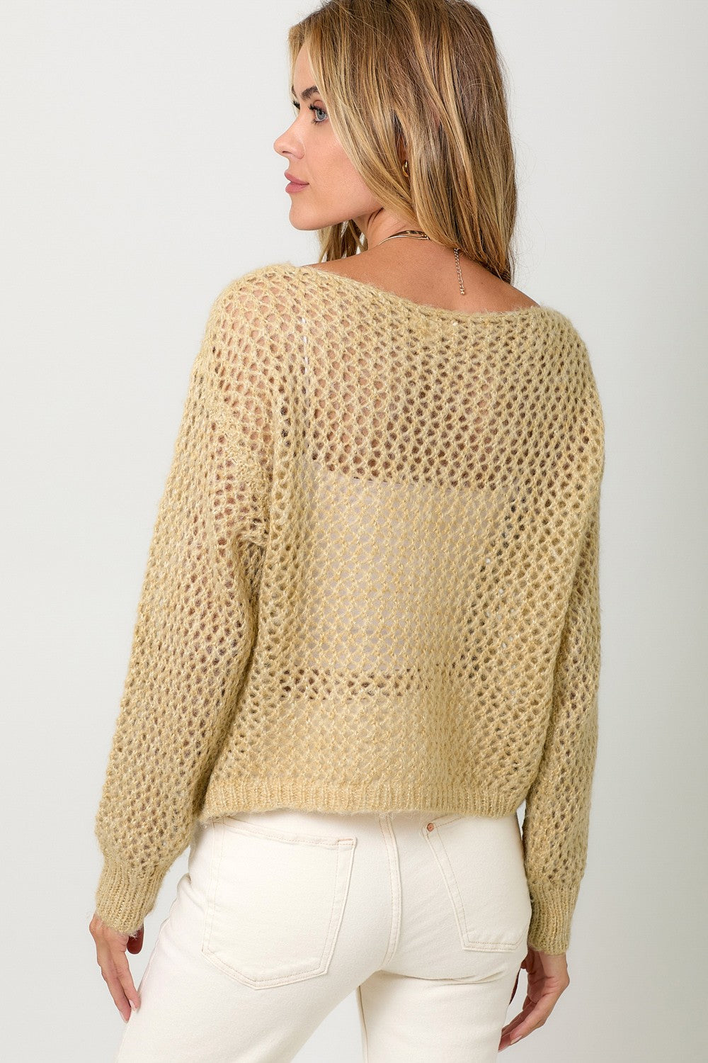 Gold Metallic Net Pullover Sweater