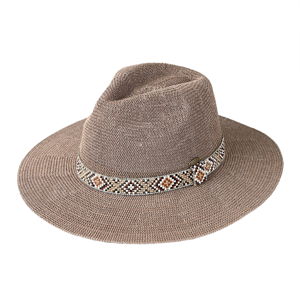 C.C. Knitted Panama Hat in Taupe