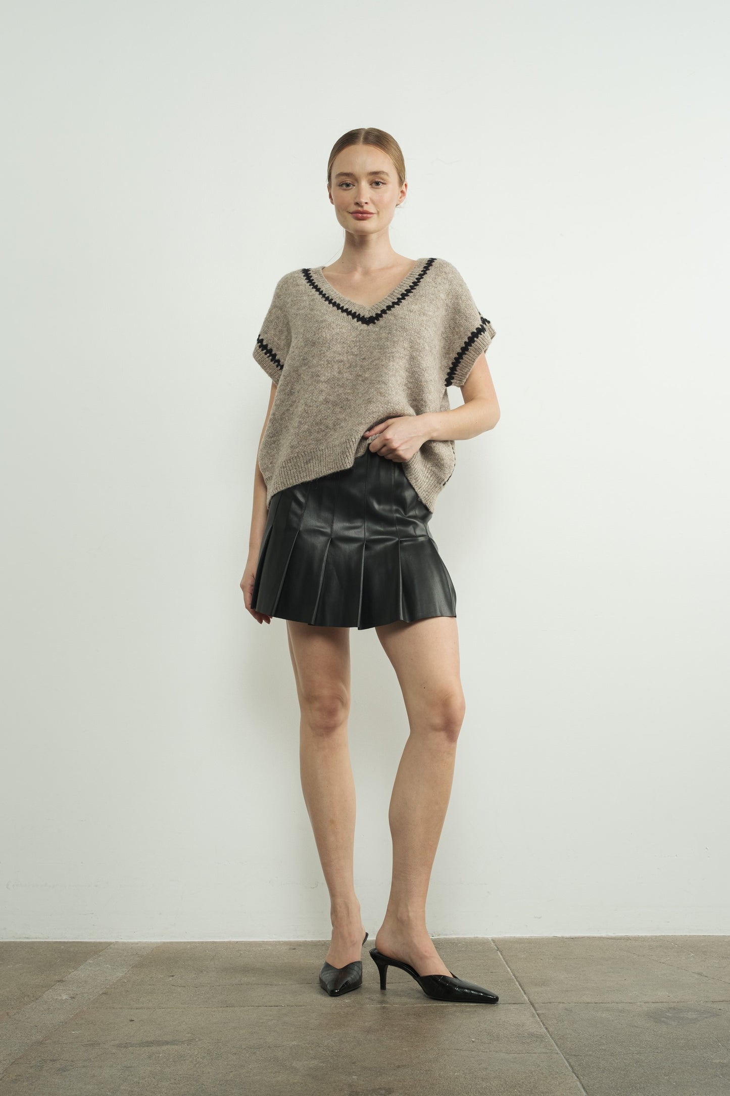 Embroidered V-Neck Sweater Vest