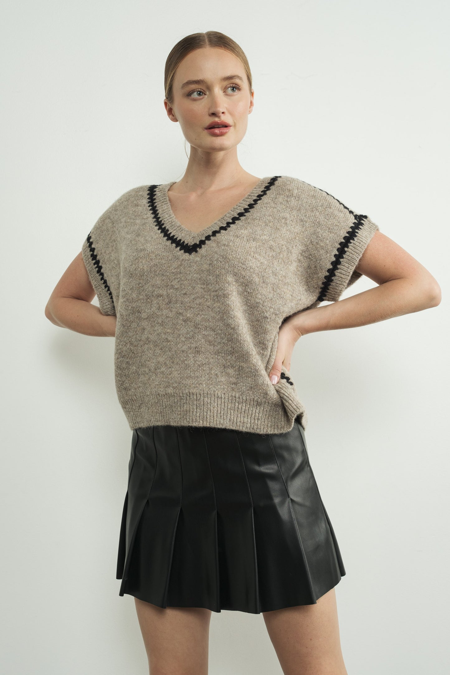 Embroidered V-Neck Sweater Vest