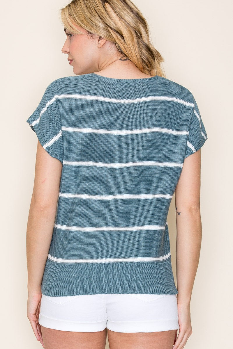 Extended Sleeve Stripe Top