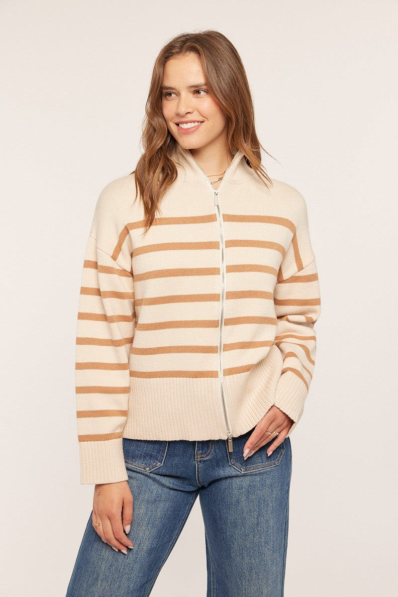 Stripe Zip Up Sweater