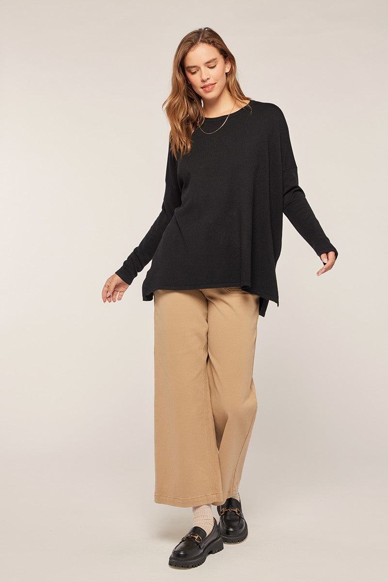 Super Soft Drop Shoulder Sweater in Black