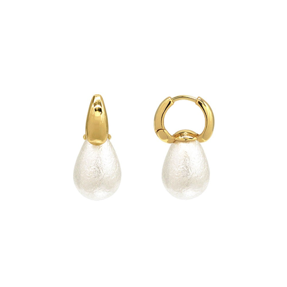 14K Dipped Pearl Huggie Earrings