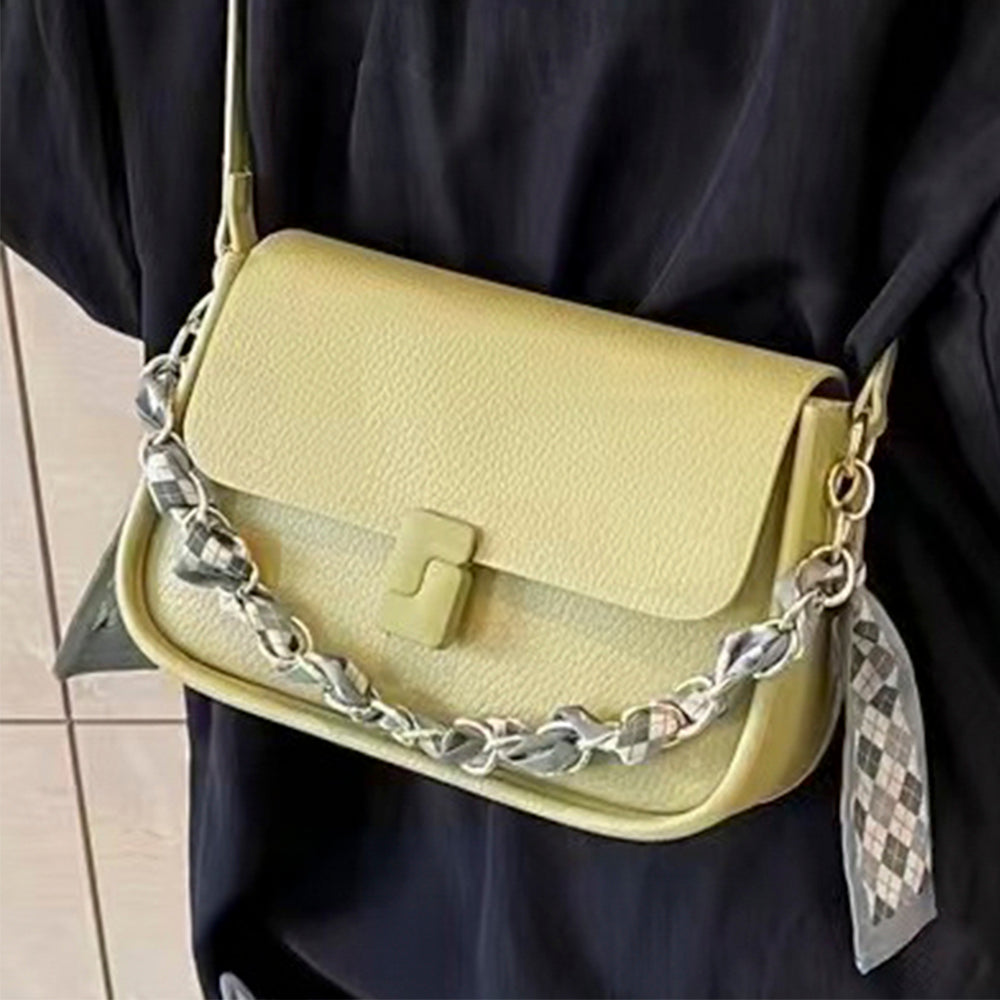Textured Vegan Crossbody with Chain Strap