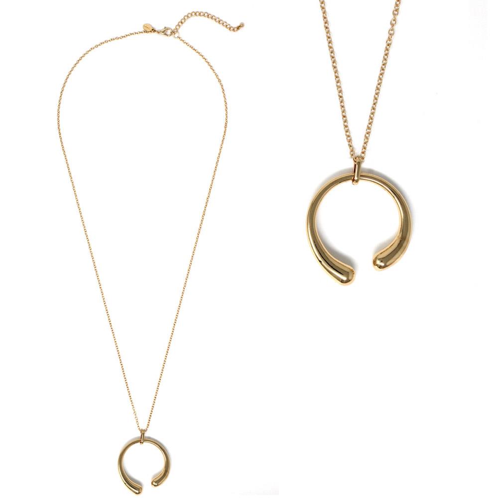 C Shape Pendant Long Necklace