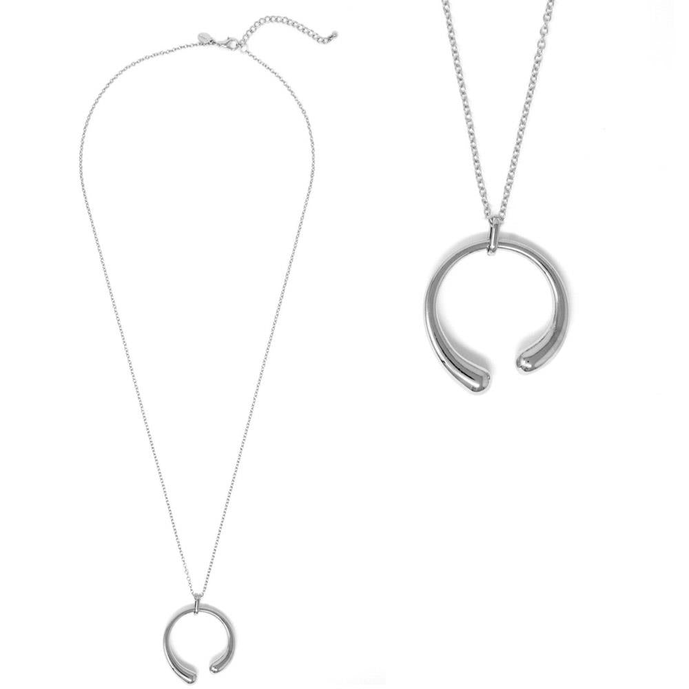 C Shape Pendant Long Necklace