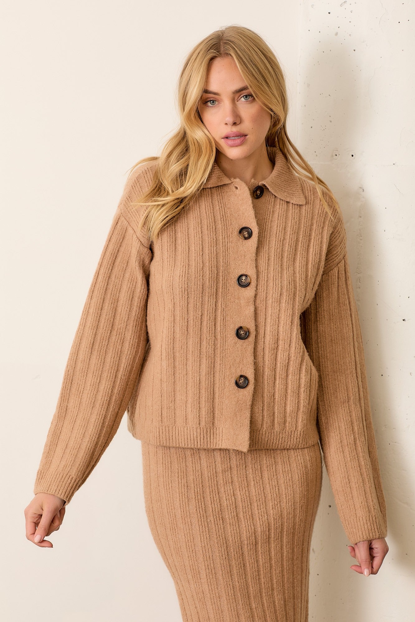 Ribbed Button Sweater